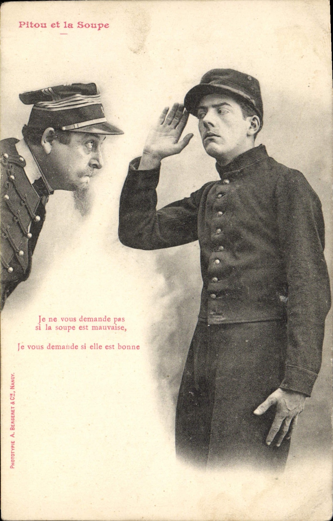 CPA Pitou a la soupe Militaria