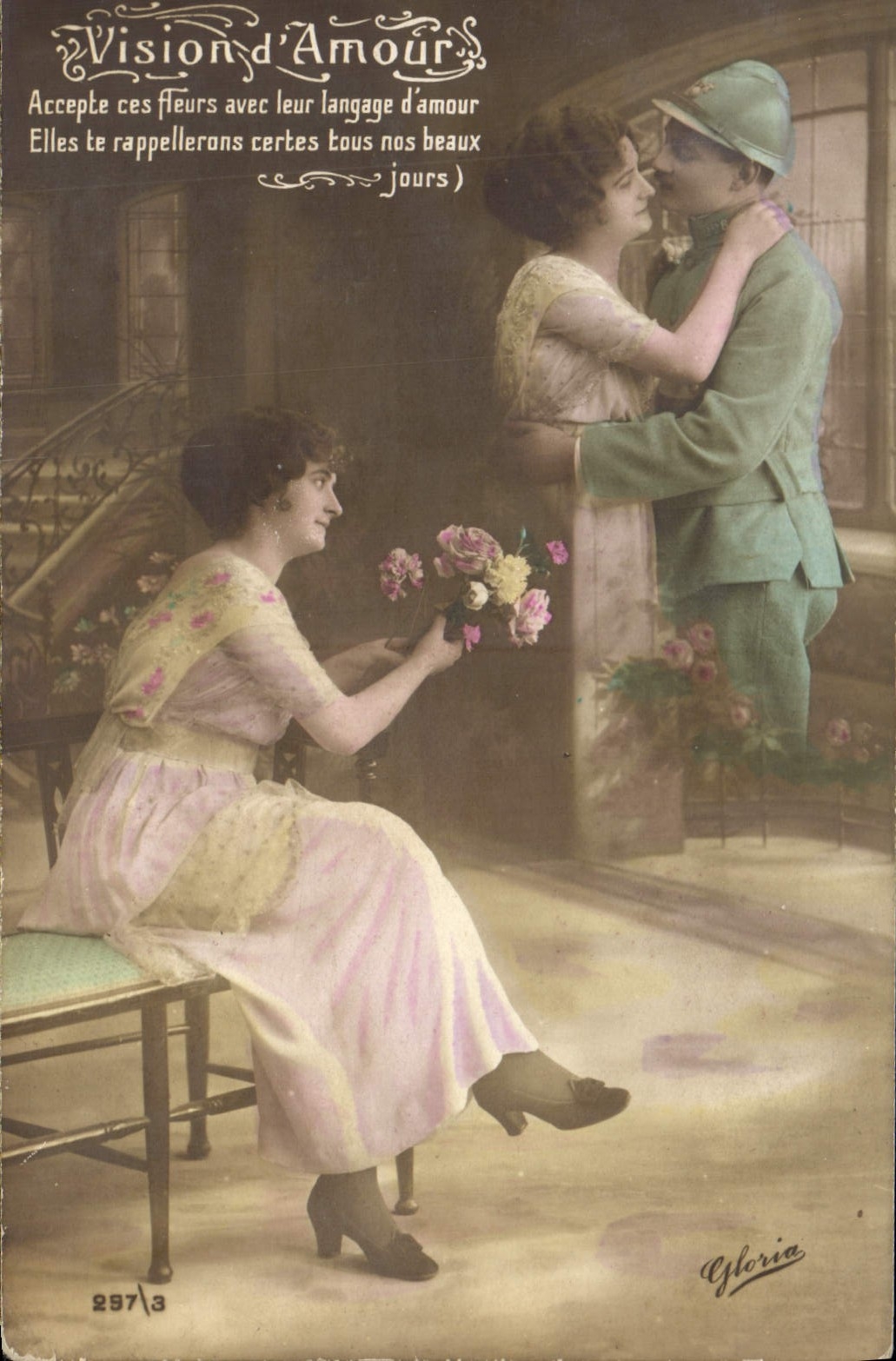 Vision d'Amour — scène d'amour avec soldat — Gloria, n° 297/3