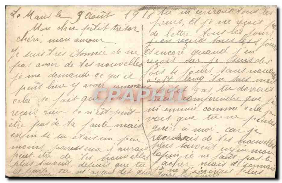 Vision d'Amour — scène d'amour avec soldat — Gloria, n° 297/3 — Verso