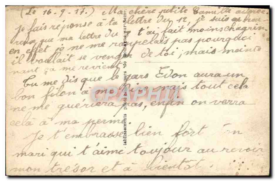 CPA Tu gardes ton Casque Femme Soldat Militaria  — Verso