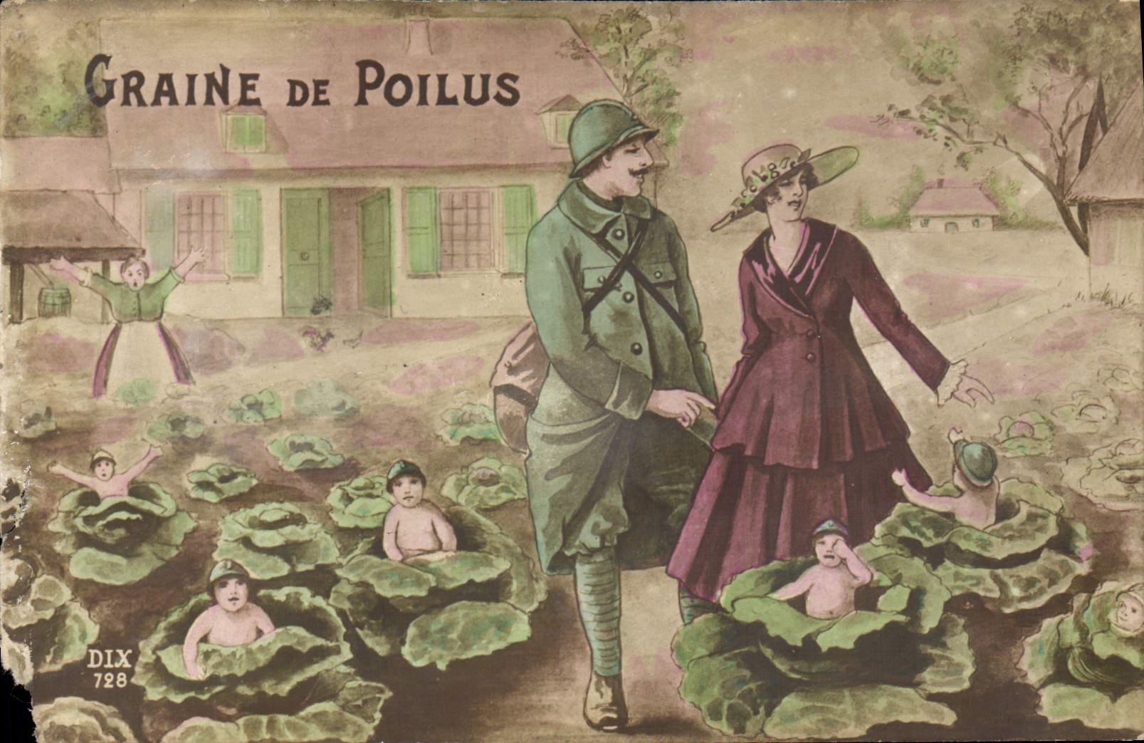 CPA Fantaisie Femme Soldat Militaria Graine De Poilus