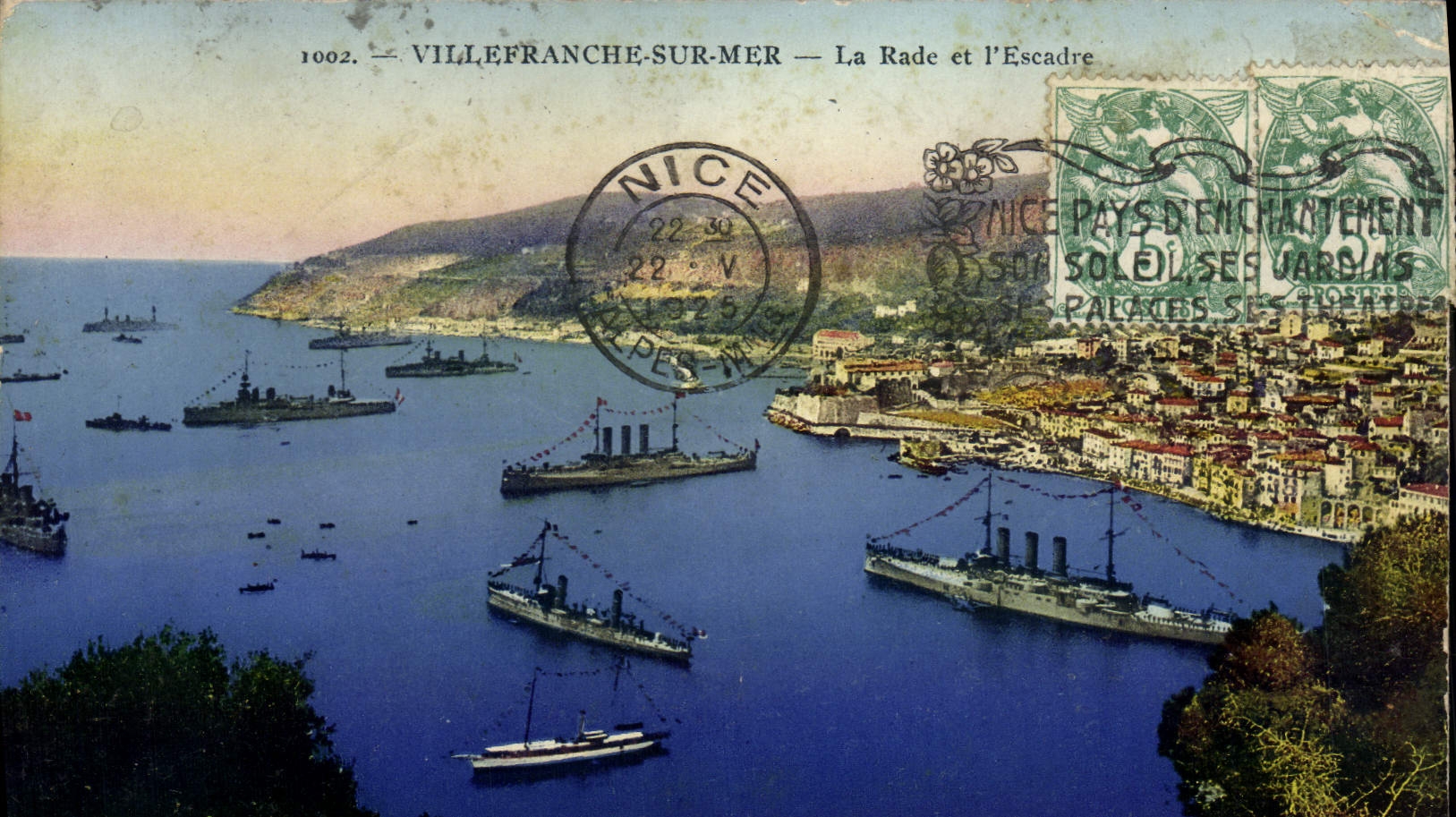 Antike Ansichtskarte Villefranche-sur-mer Der Hafen und die Flotte Boote