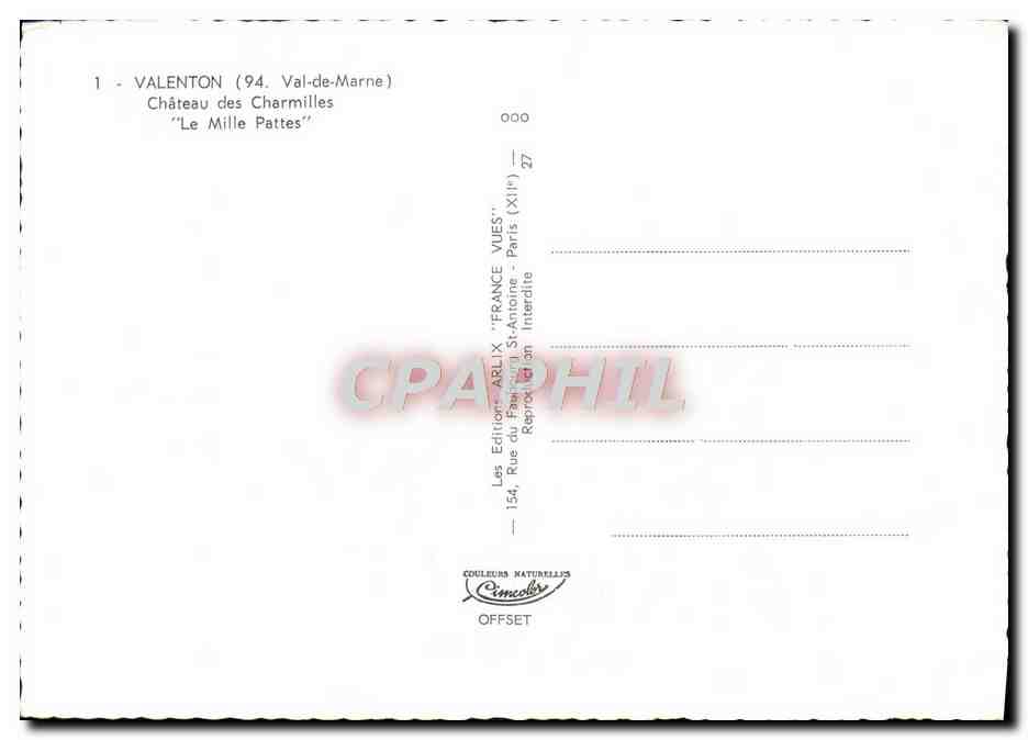 CPM Valenton Chateau Des Charmilles Le Mille Pattes — Rückseite