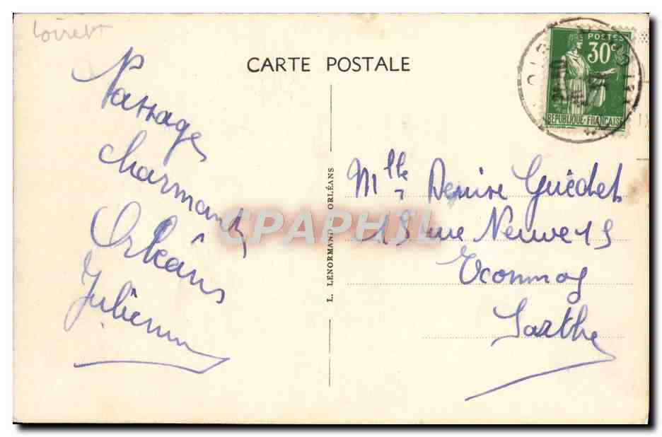 CPA Orleans Statue De Jeanne D'Arc Foyatier — Verso