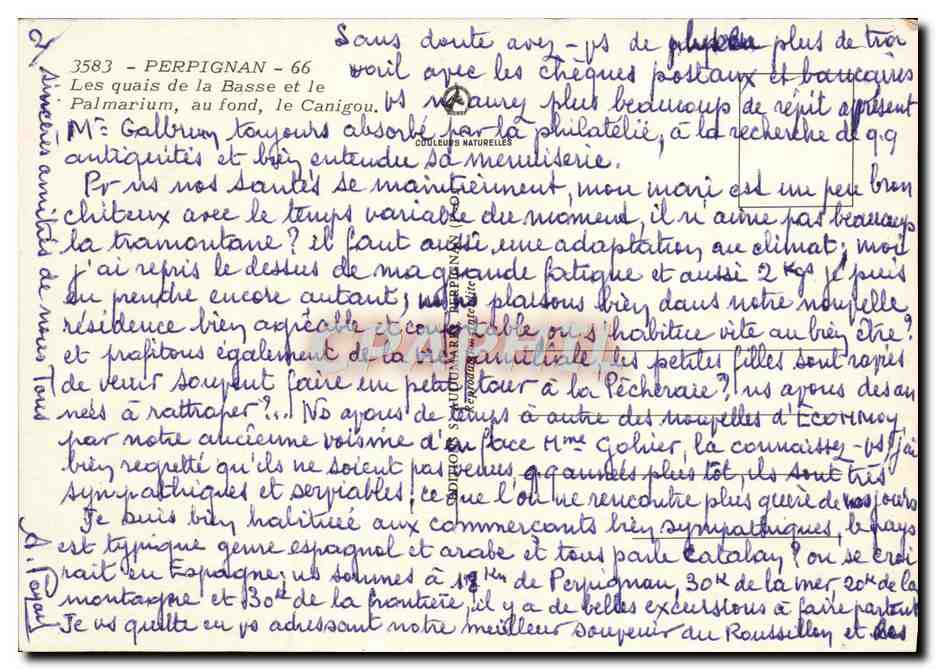 CPM Perpignan Les Quais De La Basse Et Le Palmarium au fond le Canigou — Rückseite
