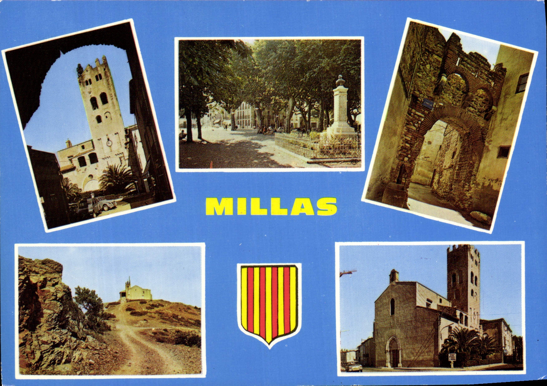 CPM Millas Eglise Esplanade Portalada Chapelle de Forca Real L'eglise 