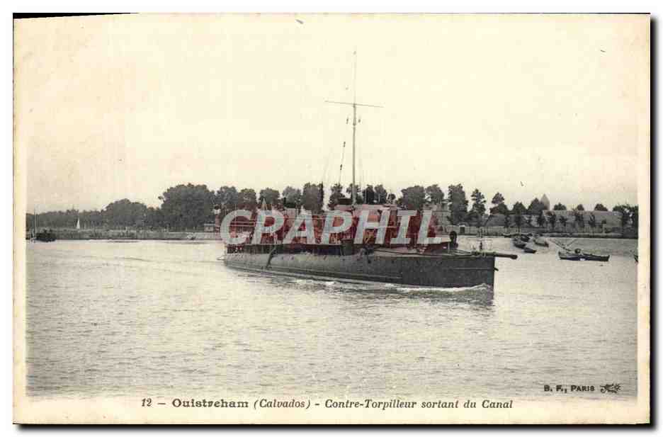 Ouistreham (Calvados) — Contre-Torpilleur sortant du Canal — B. F., Paris