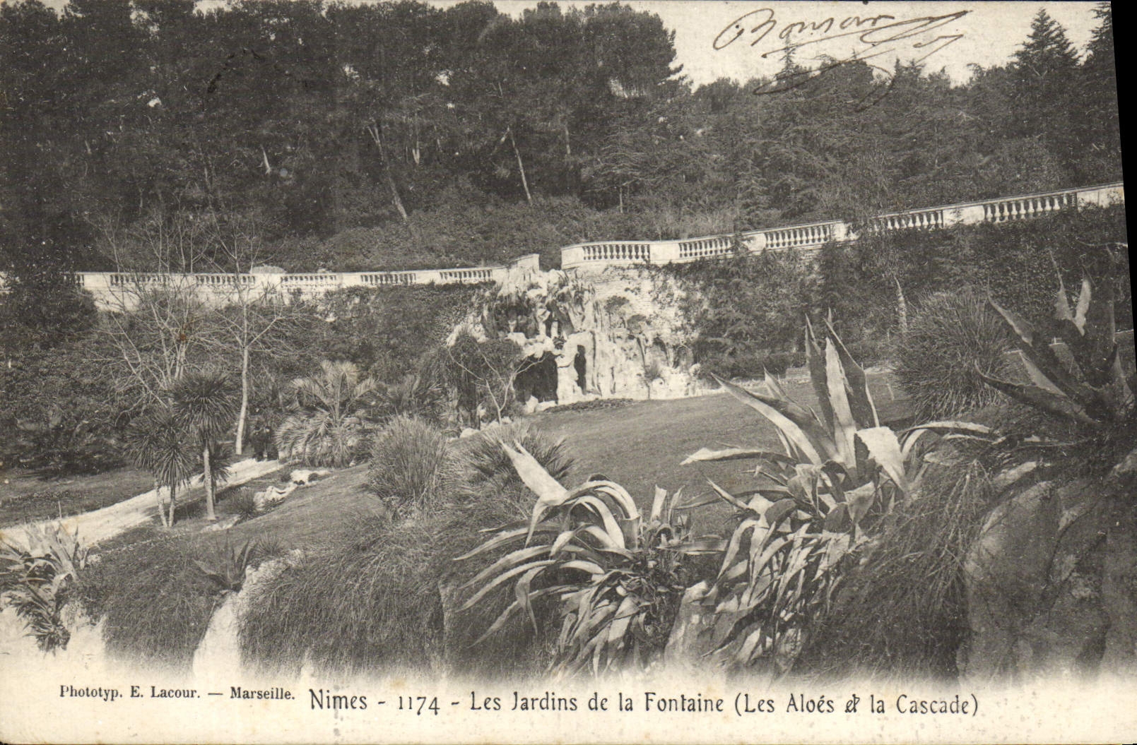 Nîmes - Les Jardins de la Fontaine (Les Aloés & la Cascade) — Phototyp. E. Lacour — Marseille — n° 1174