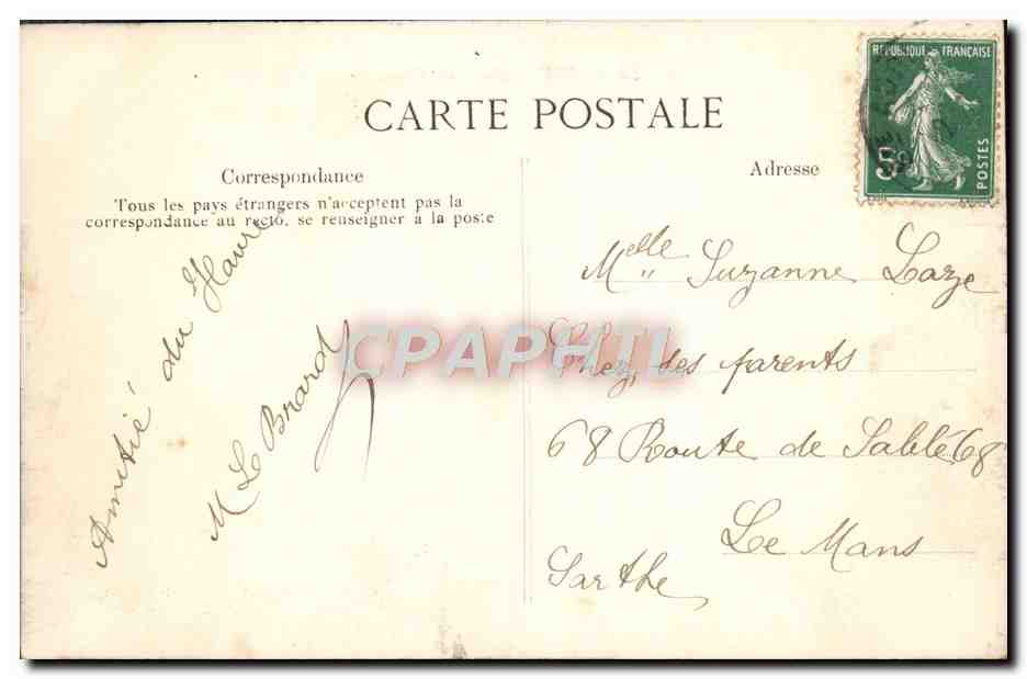 CPA Le Havre Bassin Du Commerce Bateaux — Rückseite