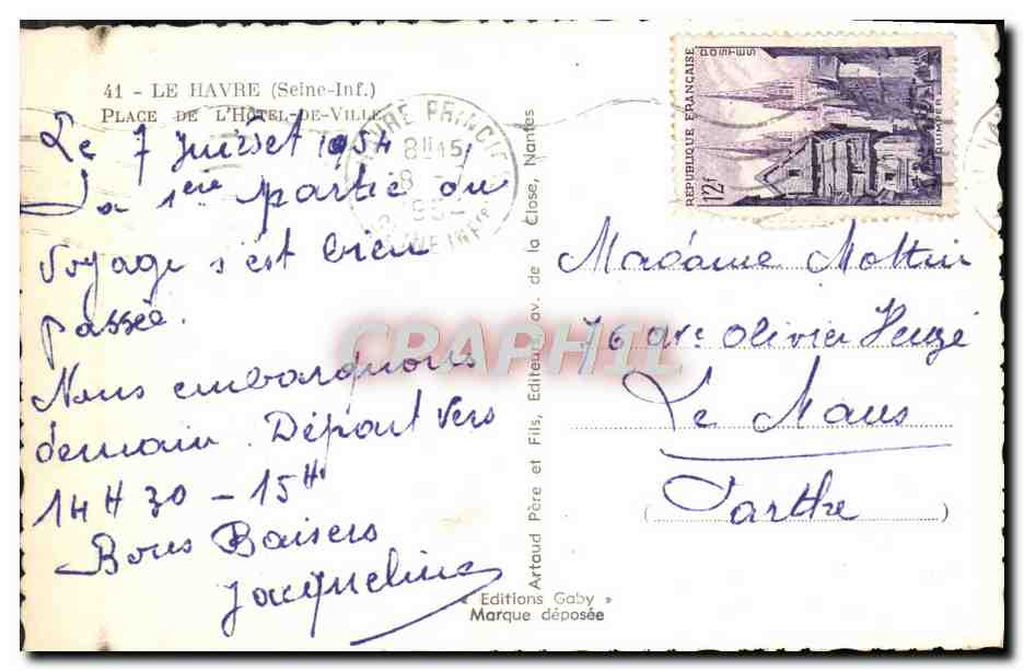 CPM Le Havre Place De L'Hotel De Ville — Verso