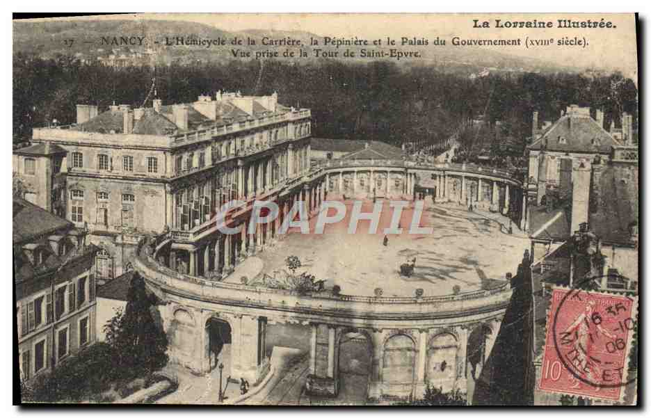 CPA Nancy L'Hemicycle De La Carriere La Pepiniere et le palais du gouvernement Vue prise de la tour de Saint Epvre
