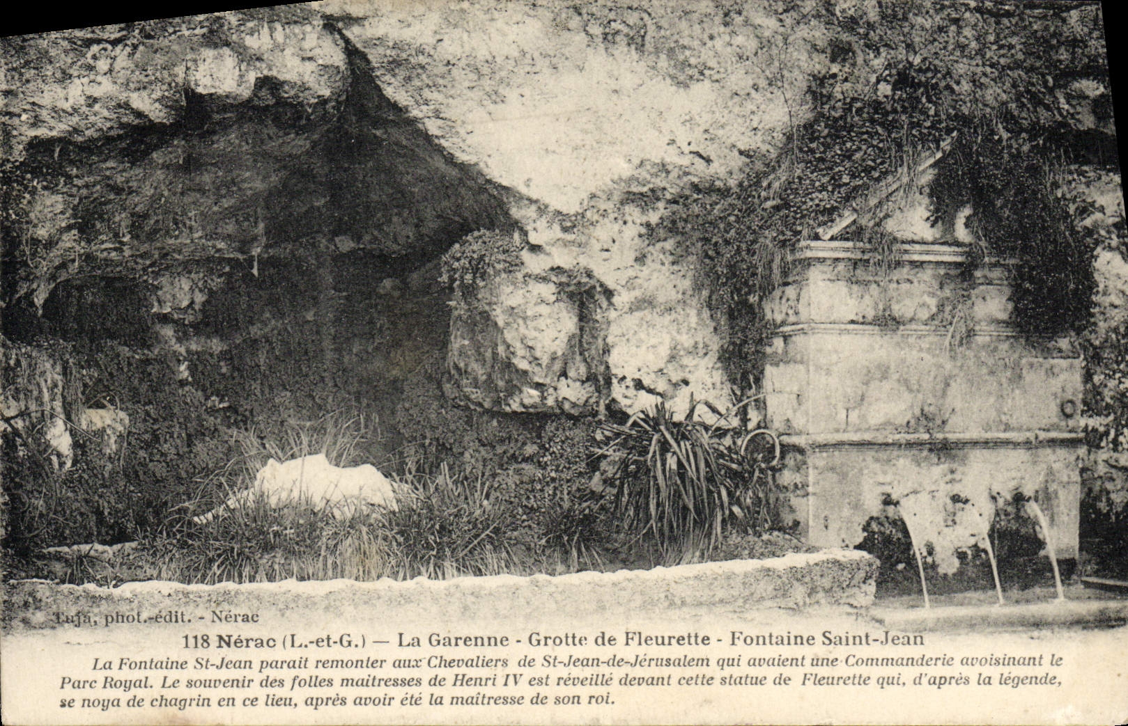 CPA Nerac La Garenne Grotte De Fleurette Fontaine Saint Jean