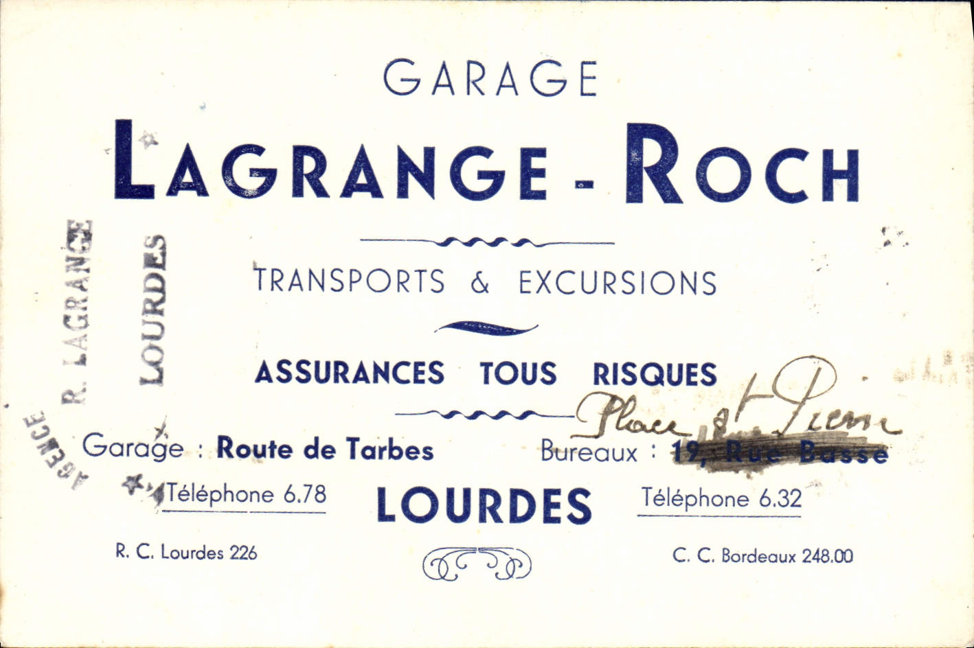 Carte de visite Garage Lagrange Roch Lourdes