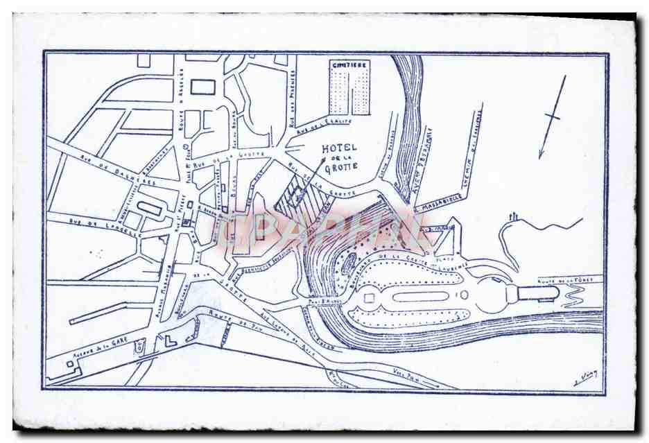 Carte de visite Lourdes Grand hotel de la grotte  — Rückseite