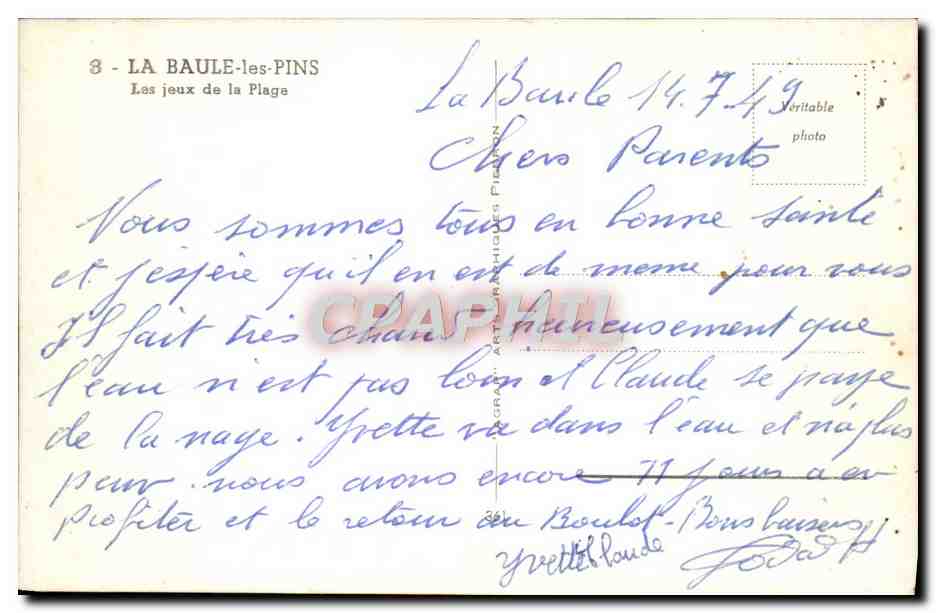 CPM La Baule Les Pins Les Jeux De La Plage — Rückseite