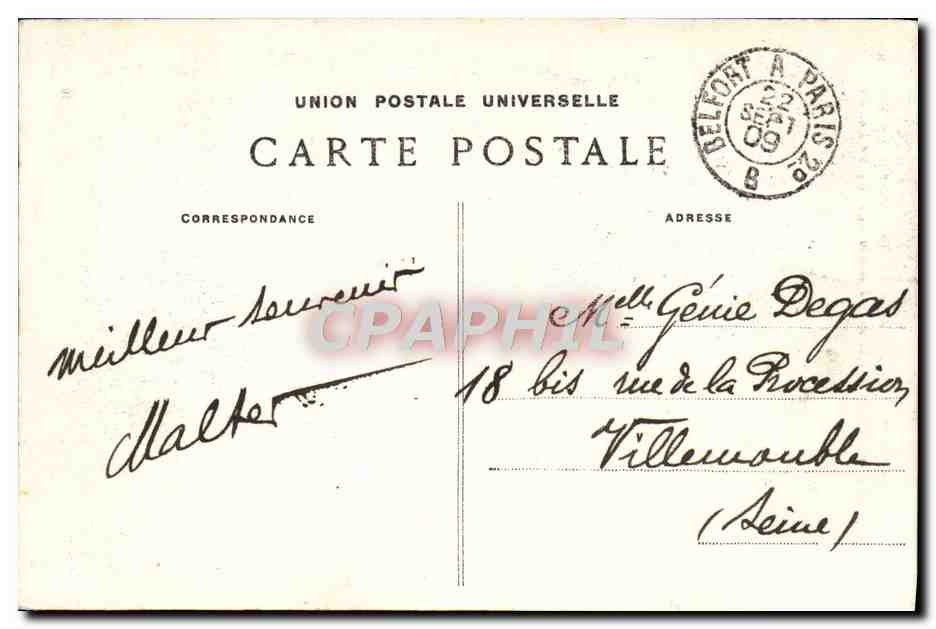 Belfort — La Tour de la Miotte après les 73 jours de bombardement du siège de 1870-71 — éditeur inconnu, n° 2084 — Rückseite