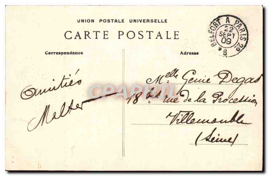 CPA Belfort Le Lion  — Verso