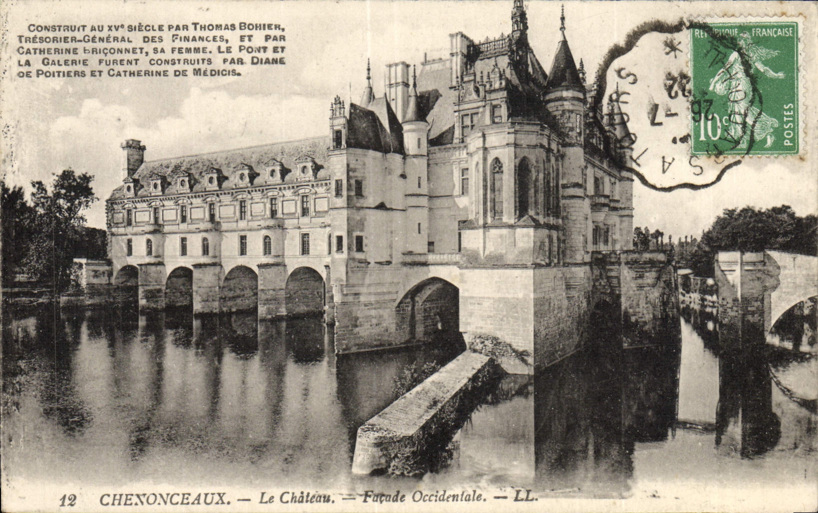 CPA Chenonceaux Le Chateau Facode Occidentale Cachet Thouars a Tours 