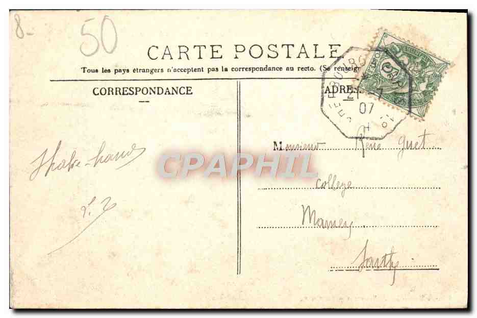 CPA Cherbourg Quai Caligny Et Le Bassin A Flot Bateaux — Rückseite