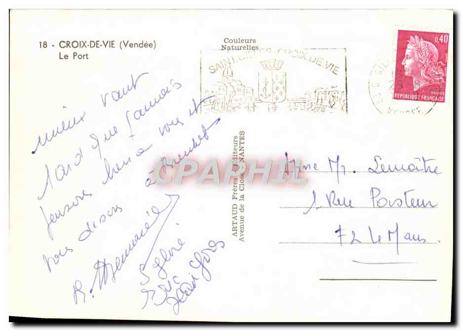 CPM Croix De Vie Le Port — Verso