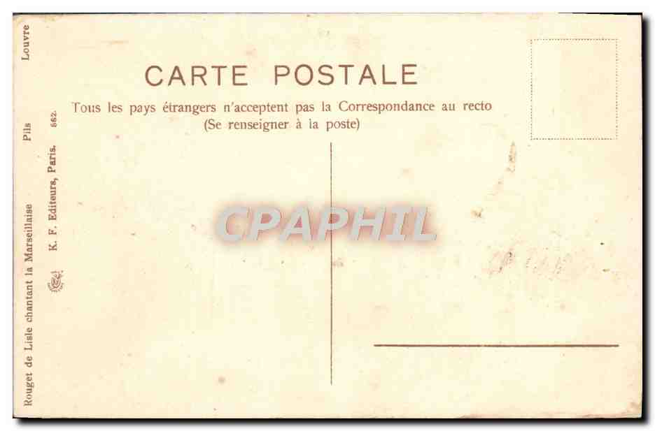 CPA Rouget de Lisle chantant la Marseillaise — Verso