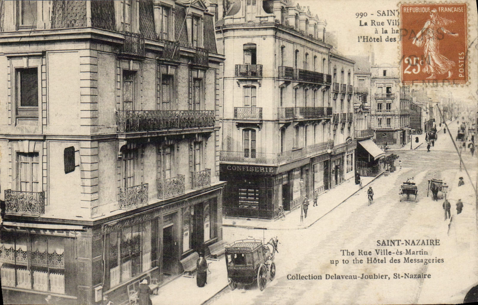 CPA Saint Nazaire La Rue Ville Es Martin Hotel des Messageries Confiserie