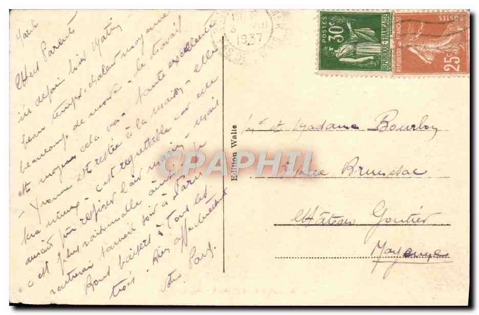 BOULOGNE-sur-MER — Départ d'un chalutier — Édition Walte, n° 136 — Verso