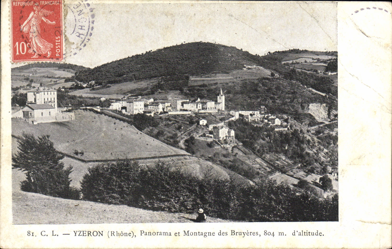 CPA Yzeron Panorama Et Montagne Des Bruyeres Cachet perle