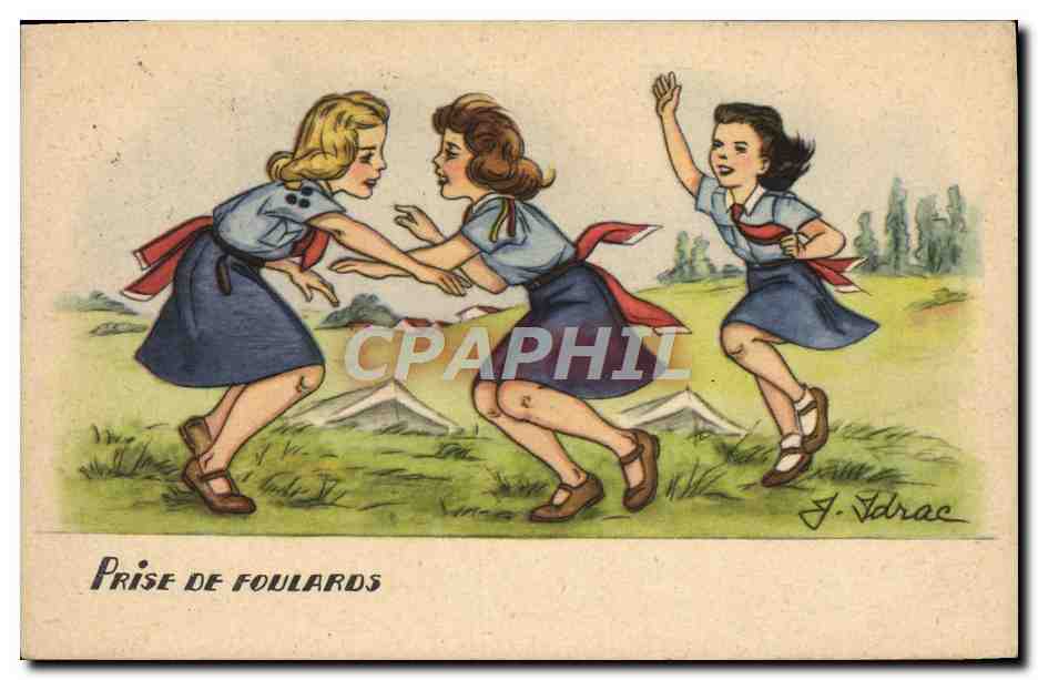 CPA Prise De Foulards Enfants