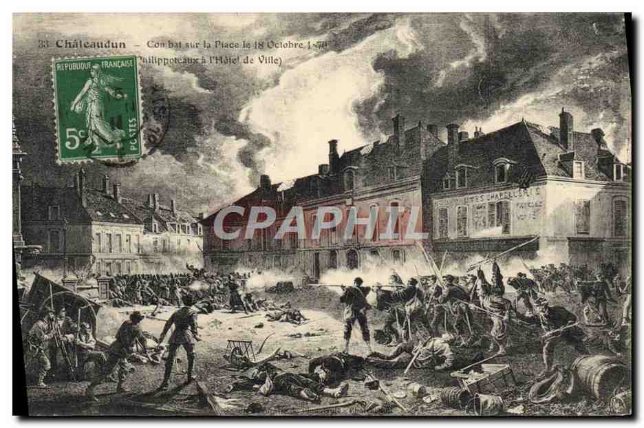 CPA Chateaudun Combat sur la place le 18 octobre 1870
