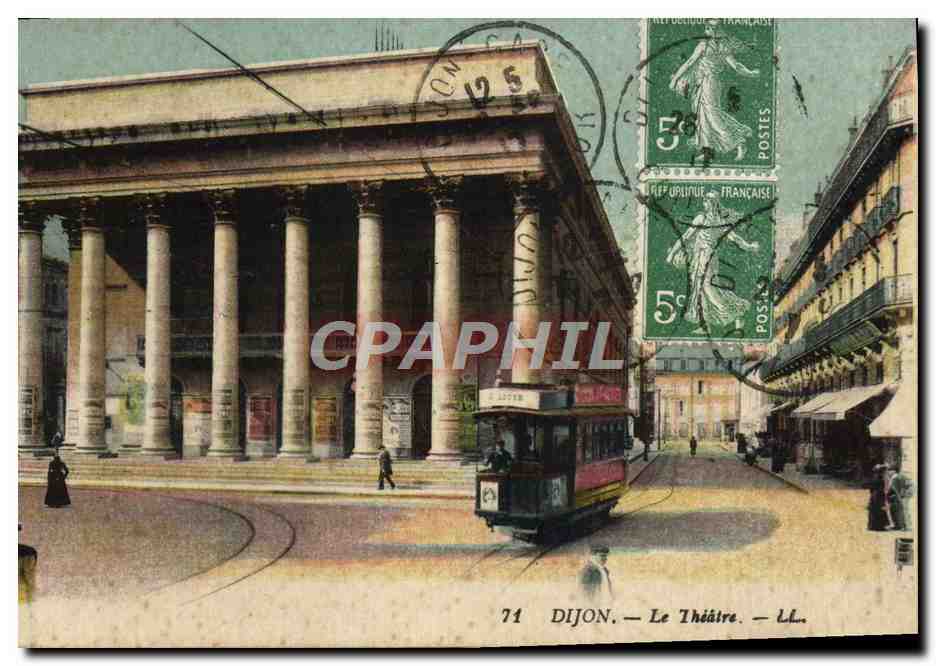 CPA Dijon Le Theatre Tramway