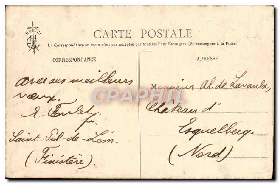 CPA Bretagne Le Kreisker St Pol de Leon Botrel — Back