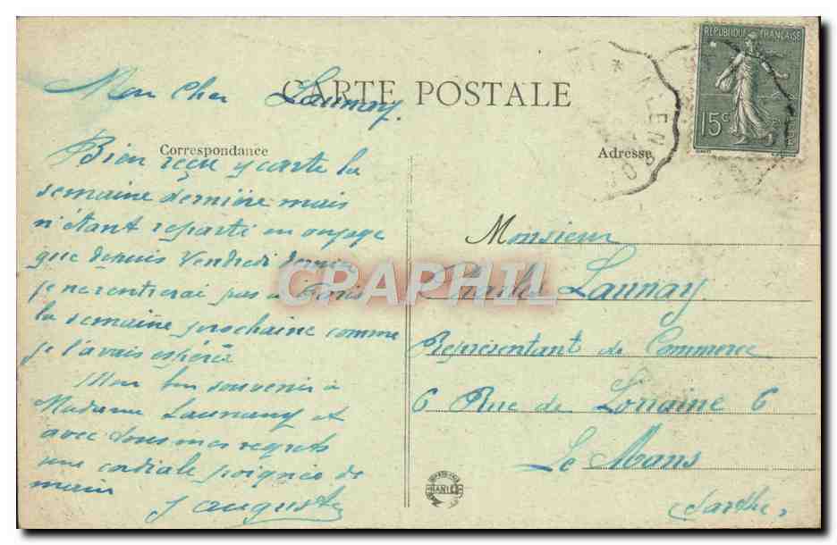 CPA Cherbourg Le Casino Et La Plage — Rückseite