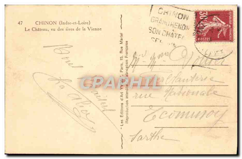 CPA Chinon Le Chateau Vu Des Rives De La Vienne — Rückseite