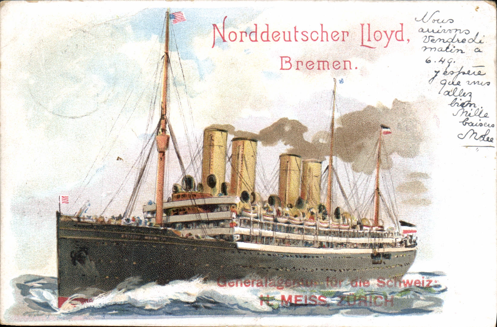 Navire de la Norddeutscher Lloyd — Bremen — éditeur H. Meiss, Zurich