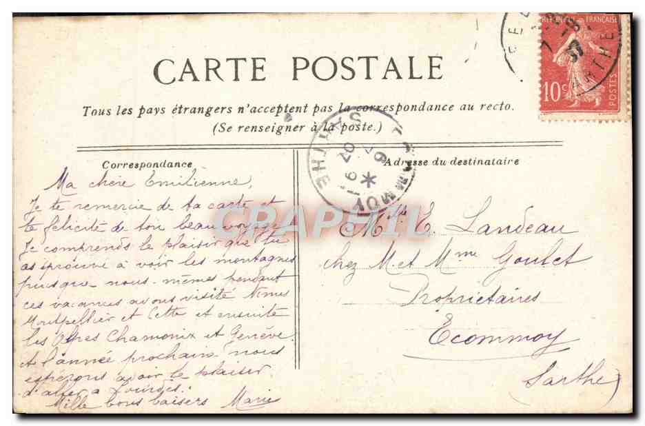 CPA Le Cuirasse Massena Bateau — Verso