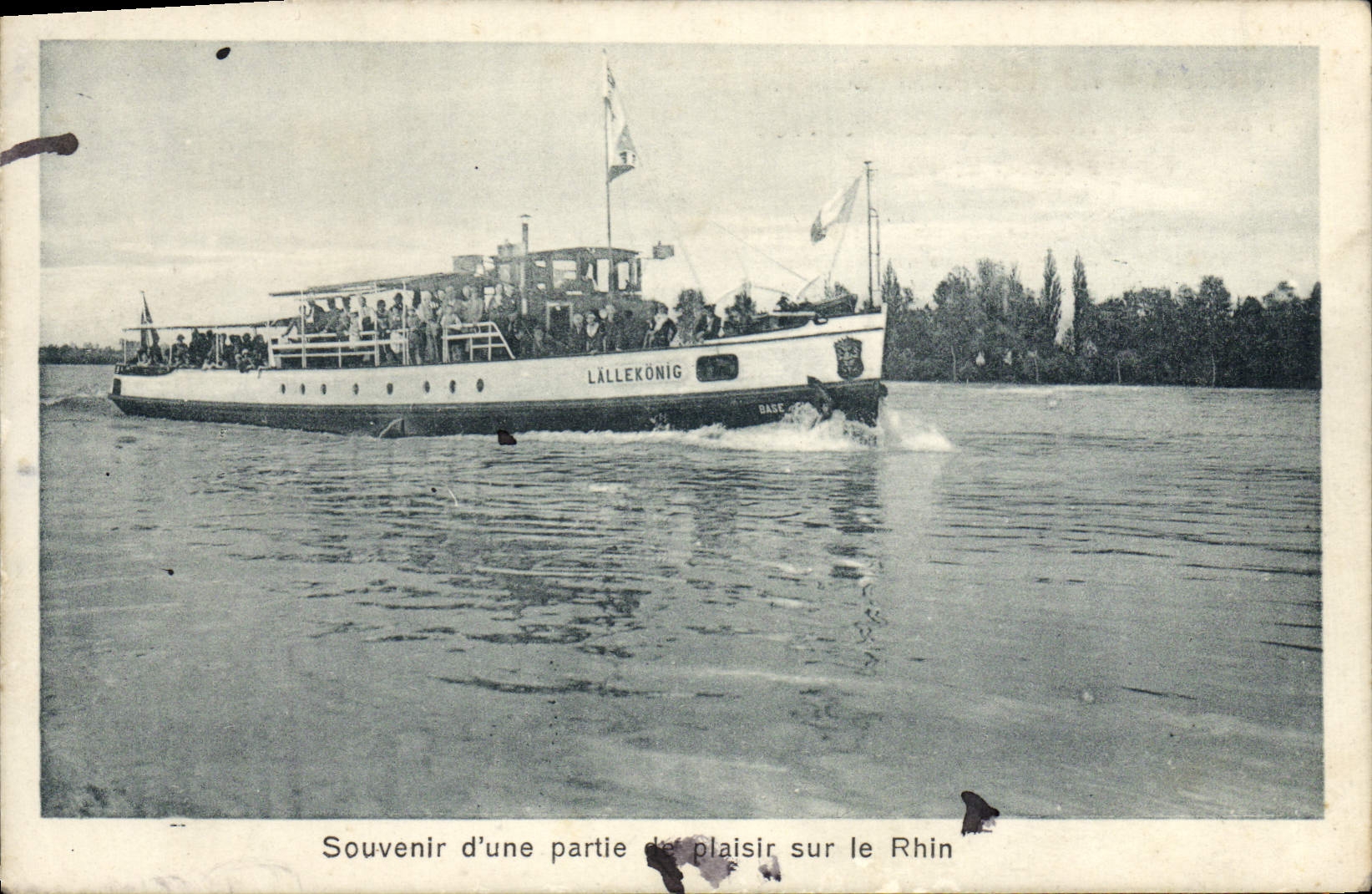 CPA Souvenir d'une Partie de Plaisir Sur le Rhin Bateau Lallekoning