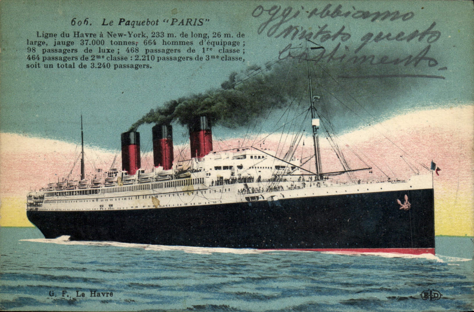 Le Paquebot "PARIS" — Ligne du Havre à New-York — G. F. Le Havre, n°606