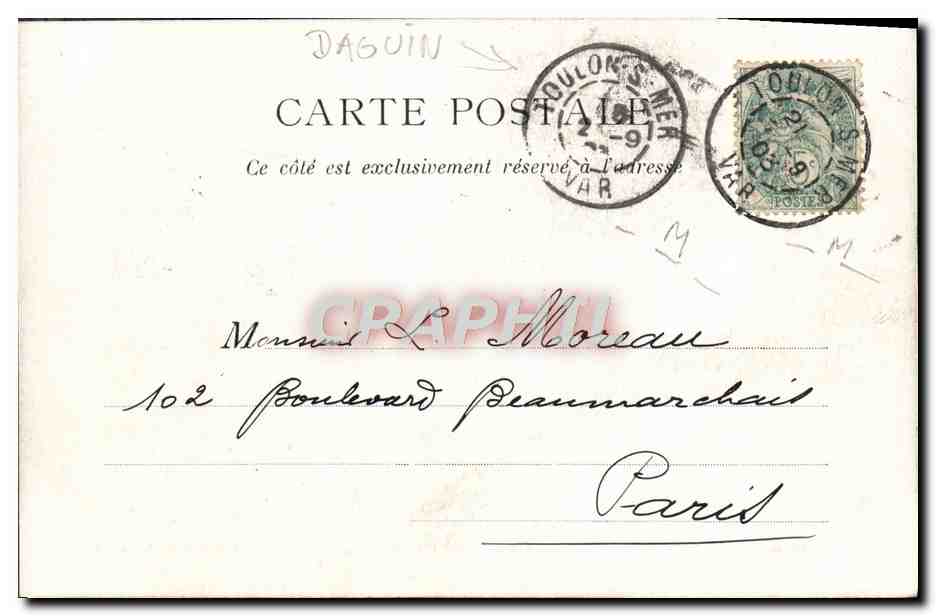 Marine militaire Française "La Jeanne-d'Arc" croiseur corsaire — A. Couturier, phot. éd. Toulon, n°320 — Verso