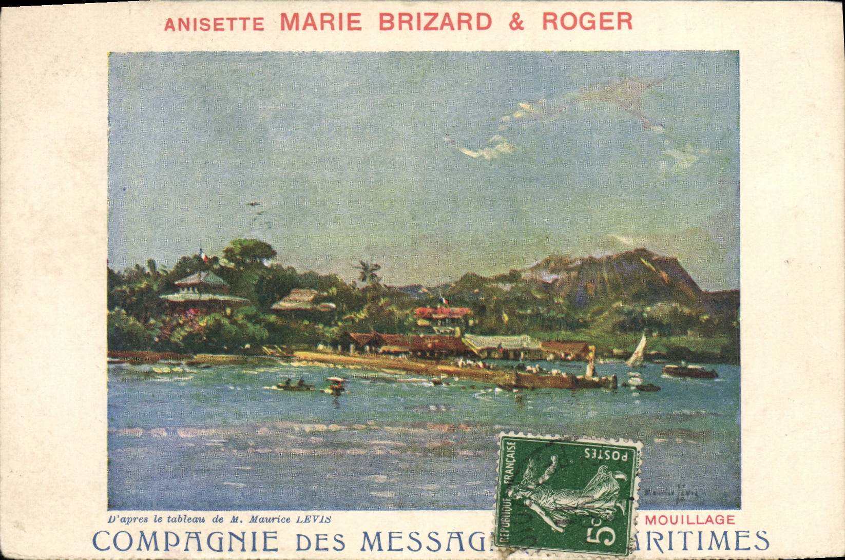 CPA Anisette Marie Brizard Roger Compagnie des Messageries Maritimes Bateau