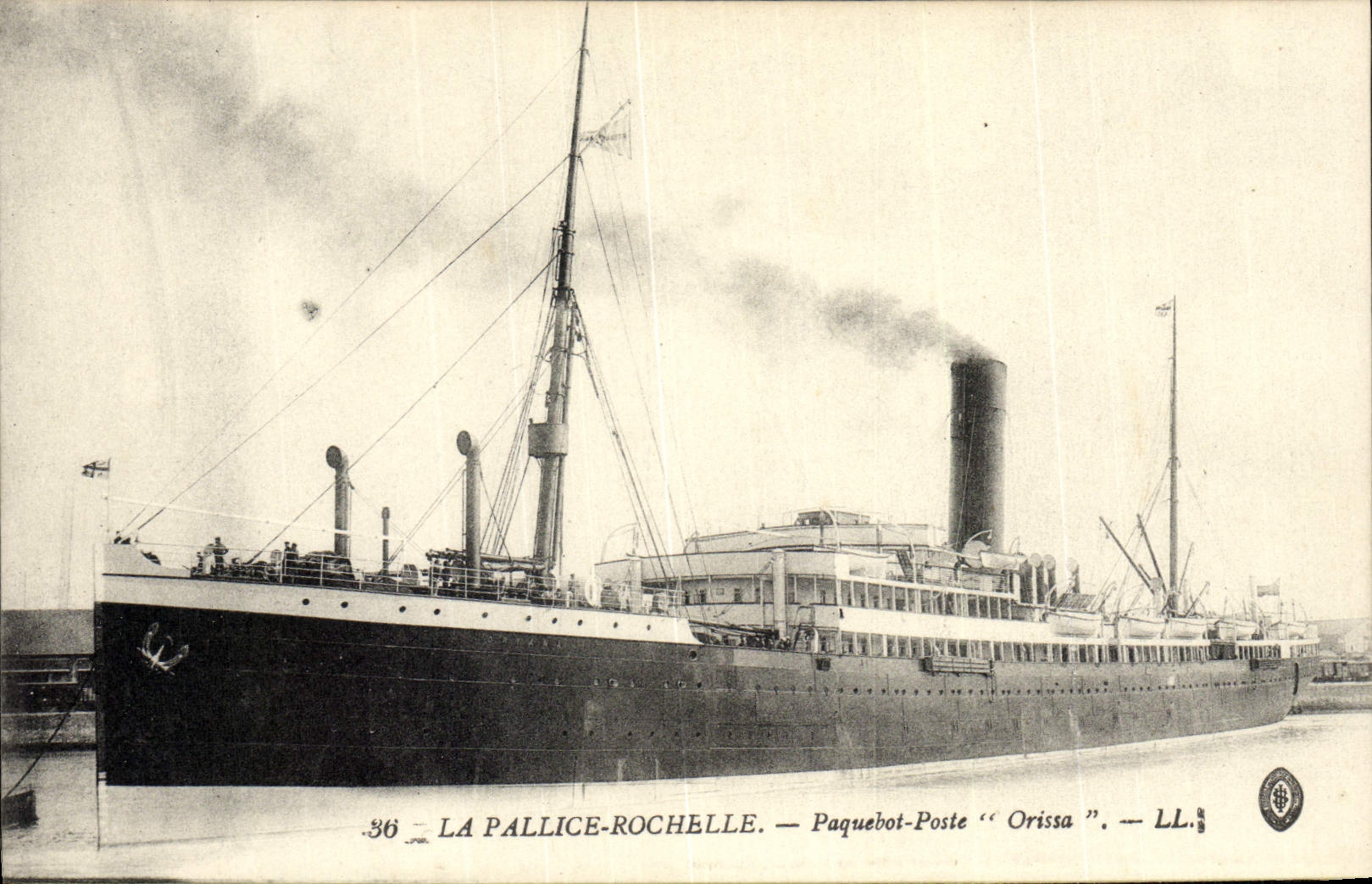 La Pallice-Rochelle — Paquebot-Poste "Orissa" — LL.36