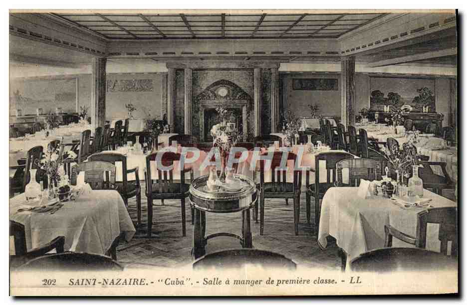CPA Saint Nazaire Cuba Salle a Manger de Premiere classe Bateau