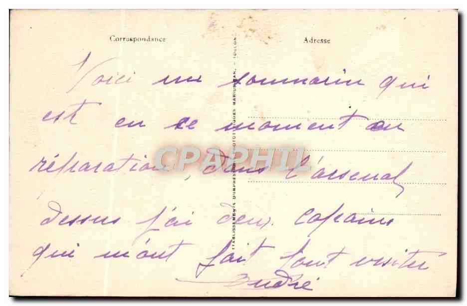 Sous-marin 'CARISSAN' — Marine Militaire Française — n° 2122 — Verso
