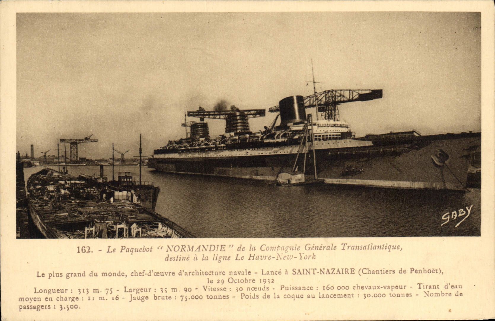 CPA Le Paquebot Normandie de la Compagnie Generale Transatlantique destine a la ligne le Havre New York Bateau