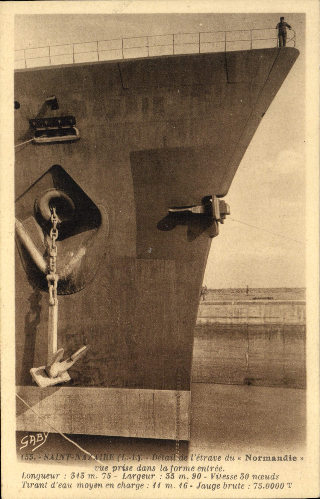 Saint-Nazaire (L.-I.) — Détail de l'étrave du « Normandie » — G. Gaby