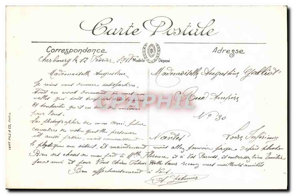 CPA Cherbourg Le Transatlantique Olympic de la White Star line Bateau — Verso