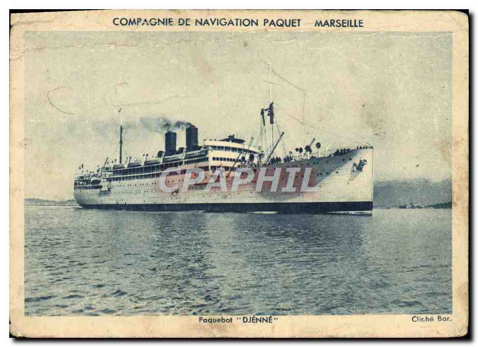 CPA Compagnie De Navigation Paquet Marseille Paquebot Djenee