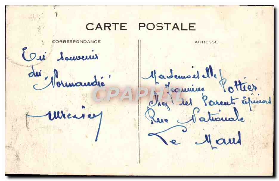 CPA Le Havre Entree du Grand Paquebot Normandie dans le port du Havre  — Verso