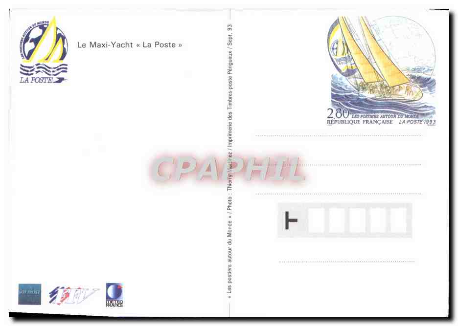 CPM Whitbread 1993 1944 Le maxi Yacht La Poste a Fremantle Australie — Back