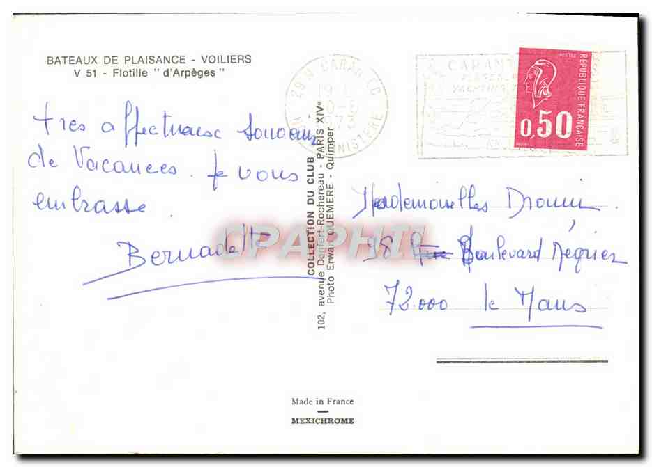 CPM Bateaux de Plaisance Voiliers Flotillle d'Arpeges — Verso